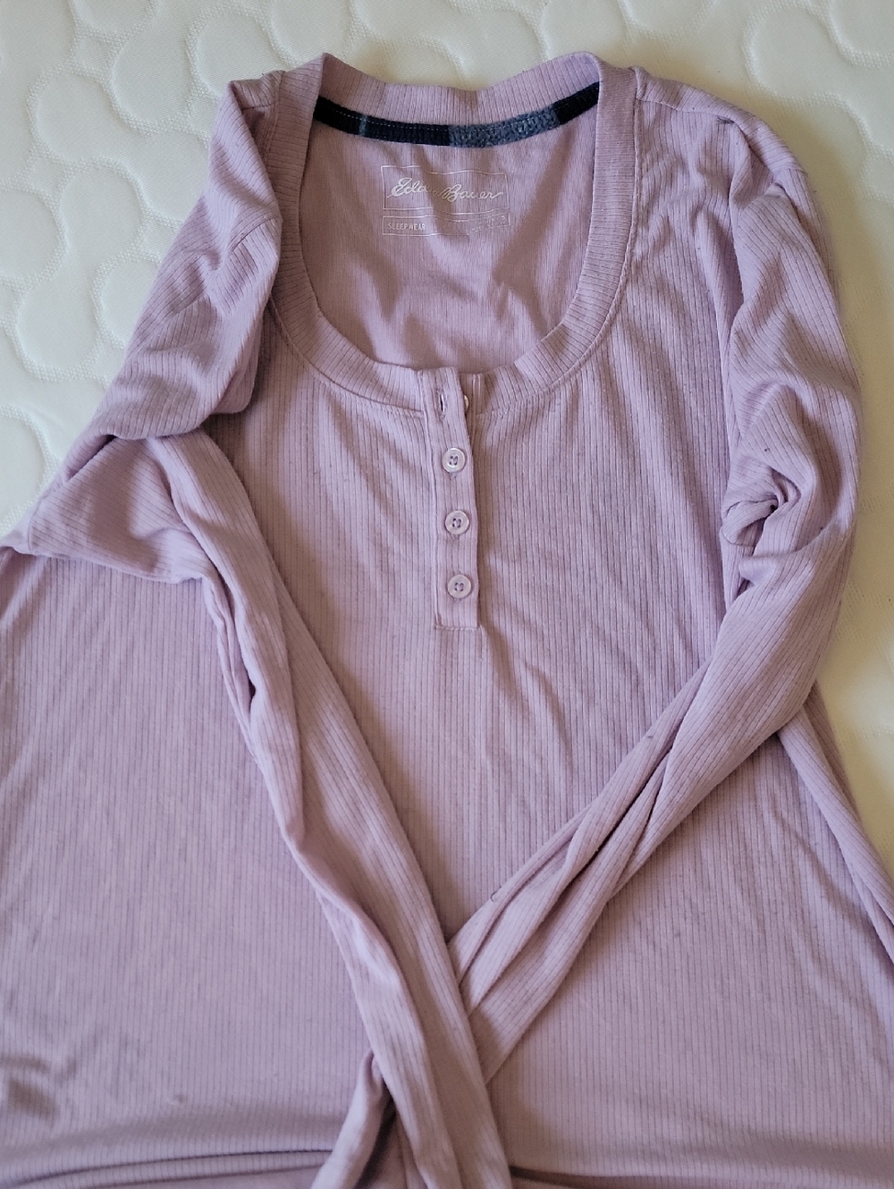 Eddie Bauer Lilac Ribbed Henley Top